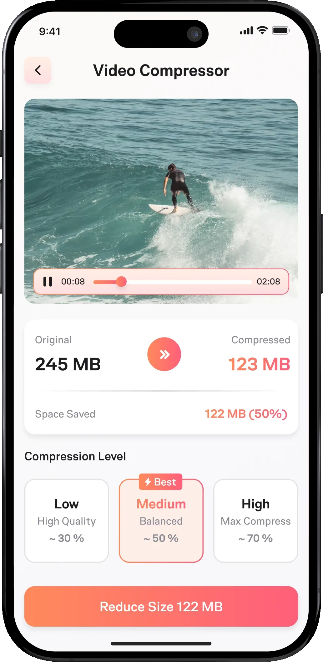 Video compressor screen